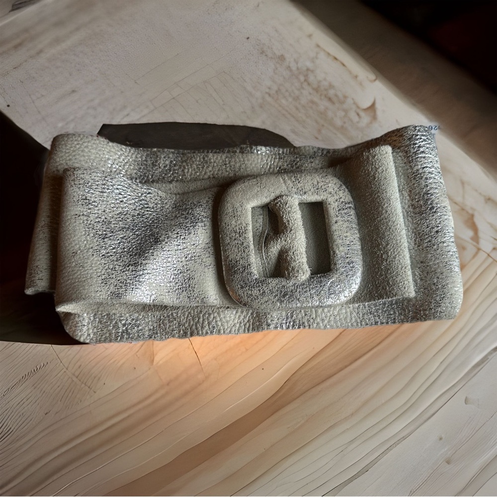 Distressed silver buttery leather waist or hip belt